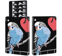 AIRWEE Credit Card Holder PU Leather Trifold Pop Up Card Slot Wallet, with RFID Blocking & Magnetic Close Credit Cards Cash Wallets, Slim Pocket Credit Card Holder for Women Men, A1, Blue Budgie