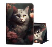 AIRWEE for Samsung Galaxy Tab S9 FE Case 10.9 inch, PU Leather Cat Among Flower Cover Multi Angle Stand Auto Sleep/Wake for Samsung Galaxy S9 FE Tablet Case with Pen Holder fit Galaxy Tab S9 11"