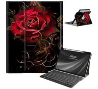 AIRWEE Keyboard Case for iPad Pro 12.9 inch 6th Generation 2022,for iPad Pro 12.9" 5th Gen 2021/4th Gen 2020 Case with Keyboard & Pencil Holder,Clear Rotate Stand for iPad 12.9 Pro Case,Dark Red Rose