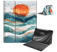 AIRWEE Keyboard Case for iPad Pro 12.9 inch 6th Generation 2022,for iPad Pro 12.9" 5th Gen 2021/4th Gen 2020 Case with Keyboard & Pencil Holder,Clear Rotate Stand for iPad 12.9 Pro Case,Mountains Sun