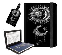 AIRWEE Passport Holder with Luggage Tag, PU Leather Travel Wallet Case for Women and Men, RFID Blocking Passport Cover with Card Slots, Boarding Passport Holder for Travel, A2, Black, Passport Holder