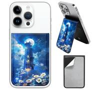 AIRWEE PU Leather Phone Wallet Stick On, Adjustable Stand Phone Card Holder Stick On Wallet, Securely Stores ID Cards & Cash, Waterproof Card Phone Holder Universal Most Cellphones A5, Lighthouse