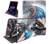 AIRWEE Rotating Case for iPad 10.2, 9th Generation 2021, 8th Gen 2020, 7th 2019, 360 Degree Rotating Smart Stand Fold Case with Auto Wake/Sleep, Blue Dragon