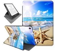 AIRWEE Rotating Case for iPad 10.2 Case for iPad 9th Generation 2021, for iPad 8th Gen 2020/iPad 7th Gen 2019, 360 Degree Rotating Leather Smart Auto Wake Sleep Case for iPad 9th Beach Conch Case