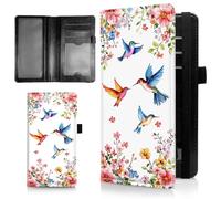 AIRWEE Slim Checkbook Cover for Women, RFID Blocking PU Leather Checkbook Wallet with Card Slots Pen Holder, Bifold Durable Checkbook Register and Cover for Purse, A3, Bird Flowers, Size: 7.28" * 3.93