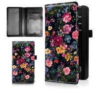 AIRWEE Slim Checkbook Cover for Women, RFID Blocking PU Leather Checkbook Wallet with Card Slots Pen Holder, Bifold Durable Checkbook Register and Cover for Purse, A1, Pink Wildflower, Size: 7.28