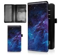 AIRWEE Slim Checkbook Cover for Women, RFID Blocking PU Leather Checkbook Wallet with Card Slots Pen Holder, Bifold Durable Checkbook Register and Cover for Purse, Galaxy Cloud, Black, Size: 7.28
