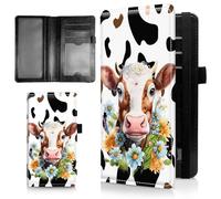 AIRWEE Slim Checkbook Cover for Women, RFID Blocking PU Leather Checkbook Wallet with Card Slots Pen Holder, Bifold Durable Checkbook Register and Cover for Purse, A3, Leopard Cow, Size: 7.28" * 3.93"