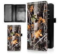 AIRWEE Slim Checkbook Cover for Women, RFID Blocking PU Leather Checkbook Wallet with Card Slots Pen Holder, Bifold Durable Checkbook Register and Cover for Purse, A7, Camouflage Deadwood Tree 1, Size