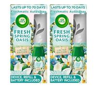 Air Wick Freshmatic Automatic Spray Kit 2 x 250ml Fresh Spring Oasis Scent, Air Freshener Starter Kit with Dispenser, Continuous Fragrance, Neutralises Odours, Twin Pack Ideal for Home Use
