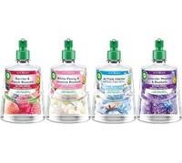 Airwick Active Fresh Bundle 228ml 4 Pack One of Each - Lavender, Berries & Peach, White Peony & Jasmine, Pure Serenity