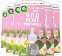 Airwick Air Freshener Plug in Diffuser Refill| Room Air Freshener|Fragrance : Wild Rose and Patchouli| Contains : 6 Refills| Usage: Lasts Upto 600 Days (100 Days per Refill)