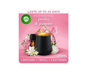 Airwick Essential Mist Diffuser Kit Balancing Peony & Jasmine1 Device & 1 refill (20 ml) Natural Essential Oils Last up to 45 days Air freshener