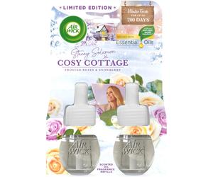 Airwick Plug in Diffuser Twin Refill, Cosy Cottage Frosted Roses & Snowberry, Pack 1 x 19ml, Long Lasting Fragrance, Lasts up to 200 days, Plug in Air