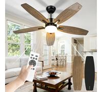 Airwit 106 cm Ceiling Fan with Lighting, Double-Sided Blades, Quiet Ceiling Fan with Light and Remote Control, LED Lamp with Fan for Bedroom, Living Room, Reversible DC Motor