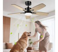 Airwit 106 cm Ceiling Fan with Lighting, Double-Sided Blades, Quiet Ceiling Fan with Light and Remote Control, LED Lamp with Fan for Bedroom, Living Room, Reversible DC Motor