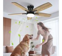 Airwit 106 cm Silent Ceiling Fan with Light Double Sided Blades, Adjustable Ceiling Fan Lamp with Remote Control and Reversible DC Motor for Bedroom Living Room, 6 Speeds