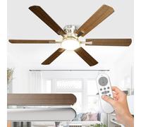 Airwit 132 cm Large Ceiling Fan with Light Double Sided Blade, Silent Ceiling Fan with Remote Control and Reversible DC Motor, Ceiling Fan Lamp for Bedroom Living Room, 6 Speeds
