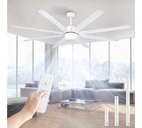 Airwit 183 cm Extra Large 8 Aluminium Blades Ceiling Fan with Light and Control, Silent Ceiling Fan Lamp with Reversible DC Motor for Outdoor Terrace, Large Room