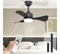 Airwit 71 cm Ceiling Fan with Lighting and Remote Control, Diameter 71 cm, Quiet Ceiling Fan with Light, Small Lamp with Fan for Bedroom, Living Room, Children's Room, Reversible DC Motor