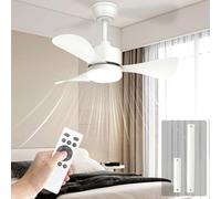 Airwit 71 cm Ceiling Fan with Lighting and Remote Control, Diameter 71 cm, Quiet Ceiling Fan with Light, Small Lamp with Fan for Bedroom, Living Room, Children's Room, Reversible DC Motor