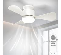 Airwit 71 cm Small Ceiling Fan with Silent Light, Remote Control, Reversible DC Motor, LED Lamp for Bedroom, Living Room, Kitchen