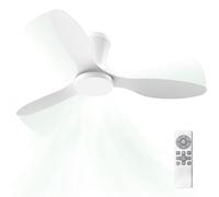 Airwit Ceiling Fan 106 cm with Dimmable LED Light, 3 Snap-on Blades, Quiet Ceiling Fan with Remote Control for Bedroom, Living Room, Kitchen, 6 Speeds, Quick Installation (White - Ceiling Version)