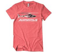 Airwolf Officially Licensed Distressed Mens T-Shirt (Red-Heather), X-Large