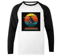 Airwolf Sunset 1980s Retro Long Sleeve T-Shirt for Unisex Baseball Jersey, white us, S