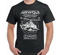 Airwolf T-Shirt Mens 80's Retro TV Programme Helicopter Drama Show The A-Team Black
