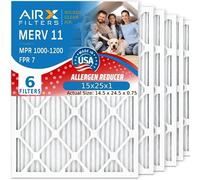 AIRX FILTERS WICKED CLEAN AIR. 15x25x1 Air Filter MERV 11 Electrostatic Pleated Air Conditioner Filter 6 Pack HVAC AC Furnace Filters