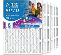 AIRX FILTERS WICKED CLEAN AIR. 18x25x1 Air Filter MERV 13 Electrostatic Pleated Air Conditioner Filter 6 Pack HVAC AC Furnace Filters