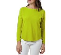 Airy Threads Women's Italian Plain Jumper Pullover Crew Neck Ladies Layering Knit Top Long Sleeves Green Christmas Sweater Casual Womens Blouse Crop Top Short Length Sweatshirts One Size 8-14