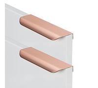 AIRYLI 2pcs Concealed Cabinet Handle Hidden Pulls Rounded Corners Drawer Invisible Knobs,Cupboard knockers Bedroom Knobber for Dresser Wardrobe Door Levers (80mm,Rose Gold)
