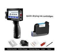 AIRYSSFU handheld Printer, English 12.7mm Handheld Inkjet Printer Portable Small Label Coding Machine Production Date QR Barcode Logo Permanent Ink(Printer-Black Ink)