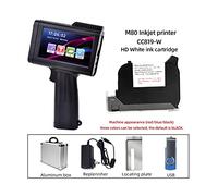AIRYSSFU handheld Printer, English Portable Small Label Handheld Inkjet Printer Production Date QR Code Batch Number Logo HD Printing Fadeless Fast Drying(Printer-White HD Ink)