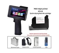 AIRYSSFU handheld Printer, English Portable Small Label Handheld Inkjet Printer Production Date QR Code Batch Number Logo HD Printing Fadeless Fast Drying(Printer - Red Ink)