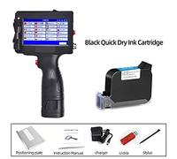 AIRYSSFU handheld Printer, Portable Handheld Inkjet Printer Production Date Barcode Label Coding Machine Batch Number QR Permanent Quick Drying(Printer-Black Ink)