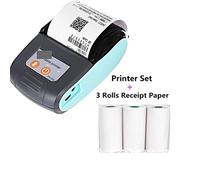 AIRYSSFU handheld Printer, PT210 58mm Thermal Receipt Printers USB Bluetooth Compatible Interface Wireless Connect With Phone Free Application Mini Printer(Blue 3 Rolls)