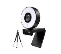 AIRYSSFU Webcam, FHD 1080P Fixed Focus Live Streaming Webcam With Dual Ring Light 30FPS USB Tripod Web Camera For PC Laptop For Conferencing