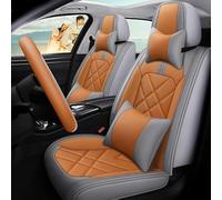 Aisaimout Leather Car Seat Cover Waterproof Non-Slip Pad Cushion PU Padded Protector Full Set for BMW Mini Cooper, X1, X2, X3, X4, X5, X6(Orange,Luxury)