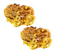 Aisamco 2 Pcs Feng Shui Money Frog Crystal Glass Golden Toad,2.8 inch Lucky Money Toad,for Home Office Feng Shui Decoration Attracting Wealth Good Lucky Gift