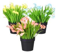 Aisamco 3 Pack Artificial Potted Plants Small Faux Plants in Black Pot Mini Artificial Calla Potted Plant for Bathroom Home Office Desk Table Shelf Decoration Indoor
