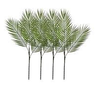 Aisamco 4 Pack Artificial Tropical Palm Leaf Bush Artificial plant with 3 Leaves in Green Plastic Areca Palm Plant 68 cm Tall for Tropical Greenery Home Office Decoraiton