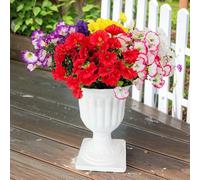 Aisamco Artificial Silk Flowers for Outdoor Decoration,12 Bundles Faux Flowers Colorful Morning Glory with Eucalyptus Fake Plants Greenery UV Resistant for Outside Front Door Planter Porch Patio Yard