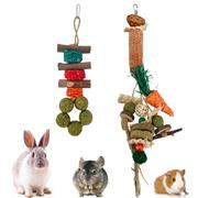 Aisamco Bunny Chew Toys,2 Pack Rabbits Cage Hanging Chew Toys and Treats for Bunny Guinea Pigs Chinchillas Hamsters Rats and Other Small Pets Teeth Grinding