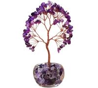 Aisamco Chakra Healing Crystal Tree of Life,Crystals and Healing Stones, Handmade Bonsai Trees,Positive Energy, Wealth, Good Luck,Feng Shui Home Office Decor,Birthday Gifts for Women (Purple)