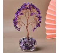 Aisamco Chakra Healing Crystal Tree of Life,Crystals and Healing Stones, Handmade Bonsai Trees,Positive Energy, Wealth, Good Luck,Feng Shui Home Office Decor,Birthday Gifts for Women (Purple)