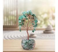 Aisamco Green Chakra Crystal Tree of Life Handmade Bonsai | Healing Stones, Positive Energy, Wealth Luck, Feng Shui Decor, Home Office Gift, Wire Wrapped, Gemstone Leaves, Ornament