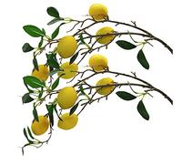 Aisamco Pack of 2 Artificial Lemon Branch Decorative Fruit Foam Lemon Fake Plastic Plant 80 cm Length for Home, Garden, or Living Room Decoration